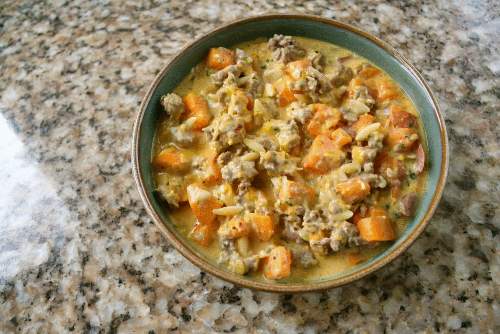 Sausage & Orzo Butternut Squash Soup